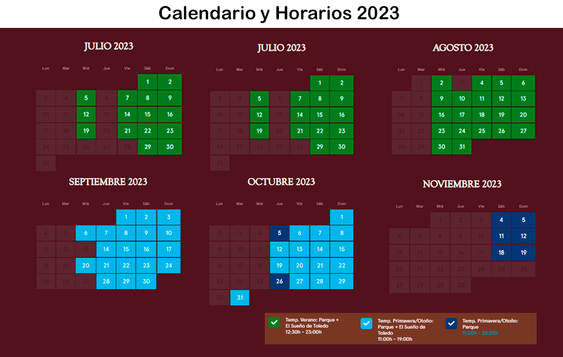 Calendario Apertura 2023 Puy du Fou España